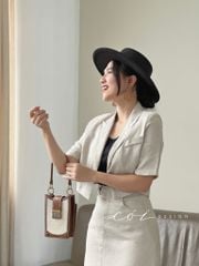 Sét chân váy cổ vest Linen tưng premium Cói Design