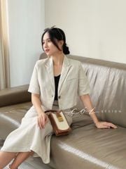 Sét chân váy cổ vest Linen tưng premium Cói Design