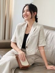 Sét chân váy cổ vest Linen tưng premium Cói Design