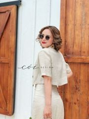 Sét chân váy cổ vest Linen tưng premium Cói Design
