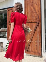 Đầm cổ tim nút bọc Linen tưng premium Cói Design