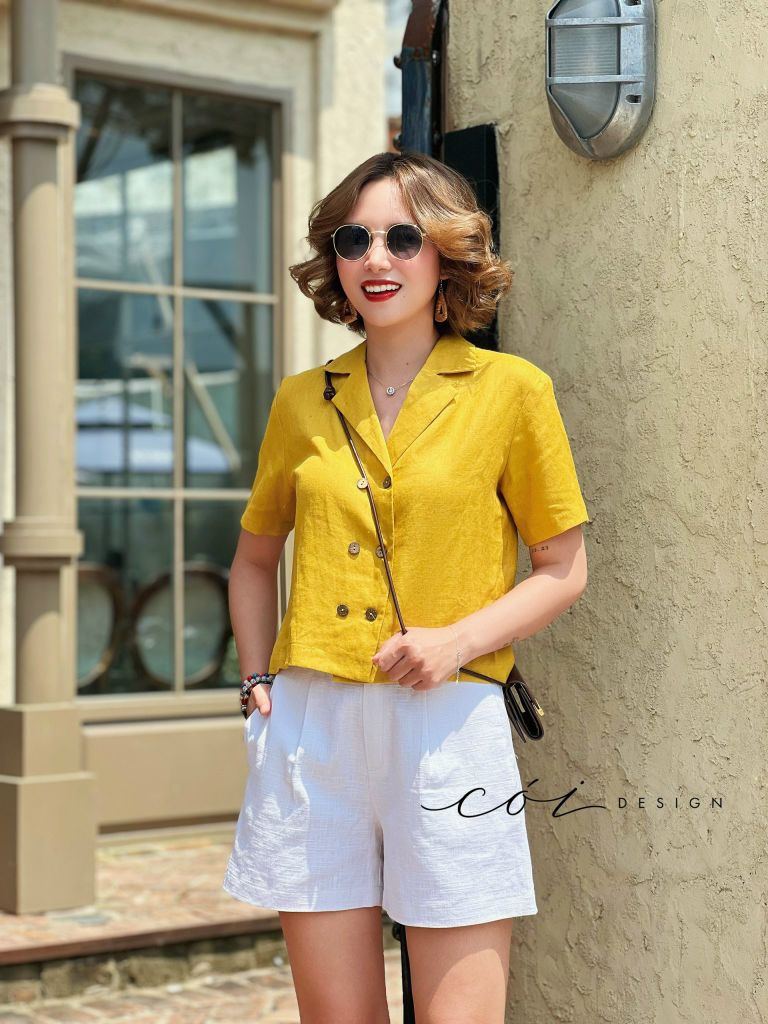 Áo danton 2 hàng nút Linen tưng premium Cói Design