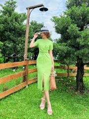 Đầm chéo eo linen tưng premium Cói Design