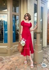 Đầm bẹt vai xẻ tà Linen tưng premium Cói Design