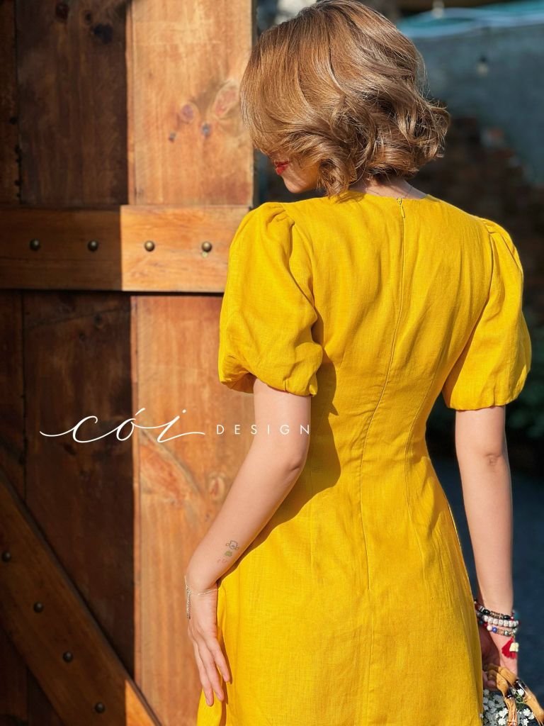 Đầm linen tám mảnh tay bí Linen tưng premium Cói Design