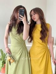 Đầm linen rút túi sát nách Cói Design