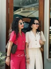 Set áo croptop quần suông linen Cói Design
