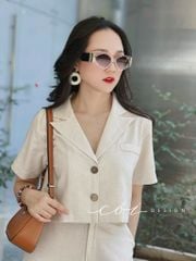Set áo croptop quần suông linen Cói Design
