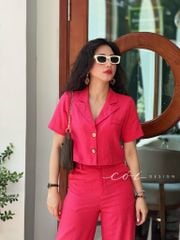 Set áo croptop quần suông linen Cói Design