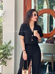 Set áo croptop quần suông linen Cói Design