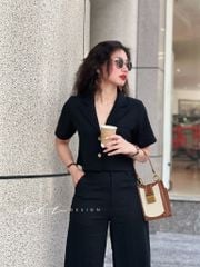 Set áo croptop quần suông linen Cói Design