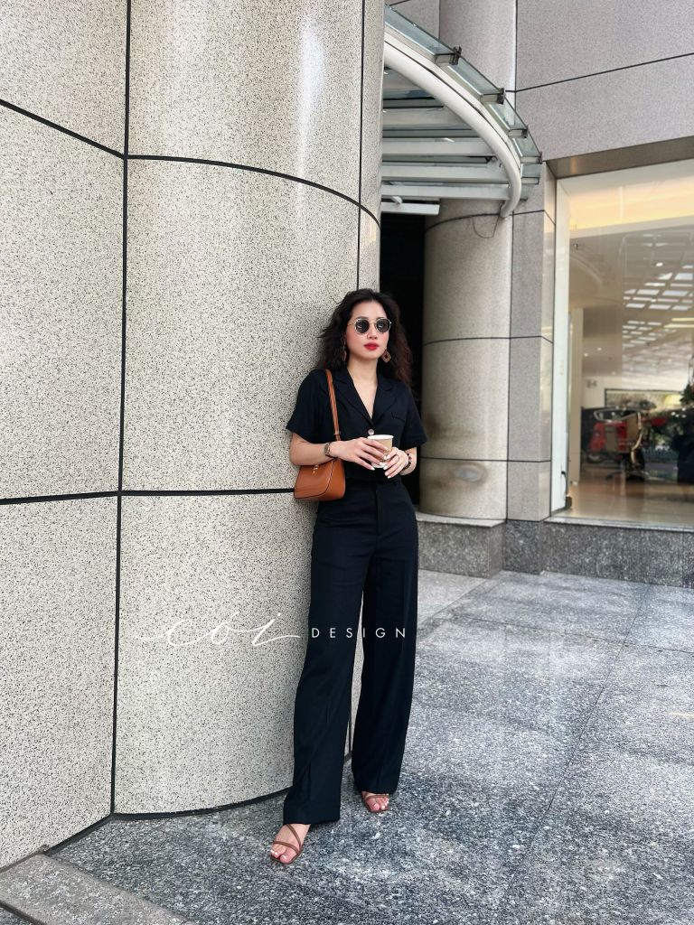 Set áo croptop quần suông linen Cói Design