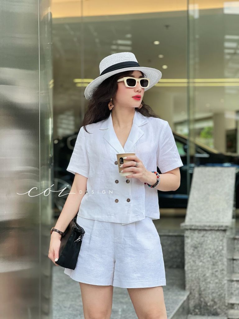 Áo danton 2 hàng nút Linen tưng premium Cói Design