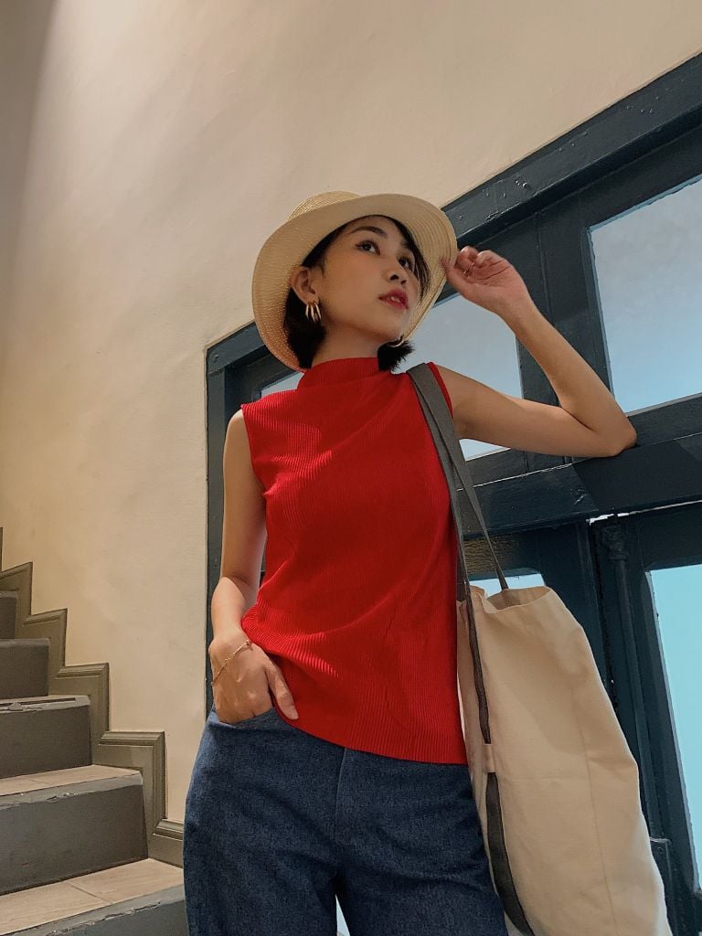 Áo cổ lọ vải dập ly Cói Design