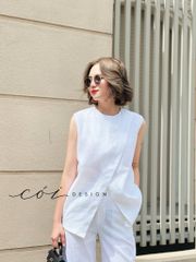 Áo sát nách đắp chéo Linen tưng premium Cói Design