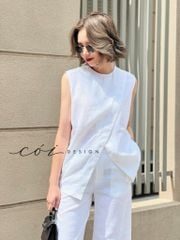 Áo sát nách đắp chéo Linen tưng premium Cói Design