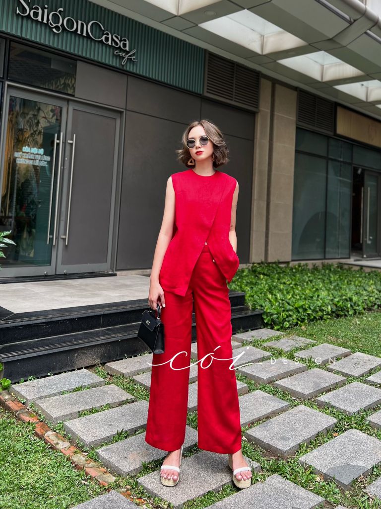Áo sát nách đắp chéo Linen tưng premium Cói Design