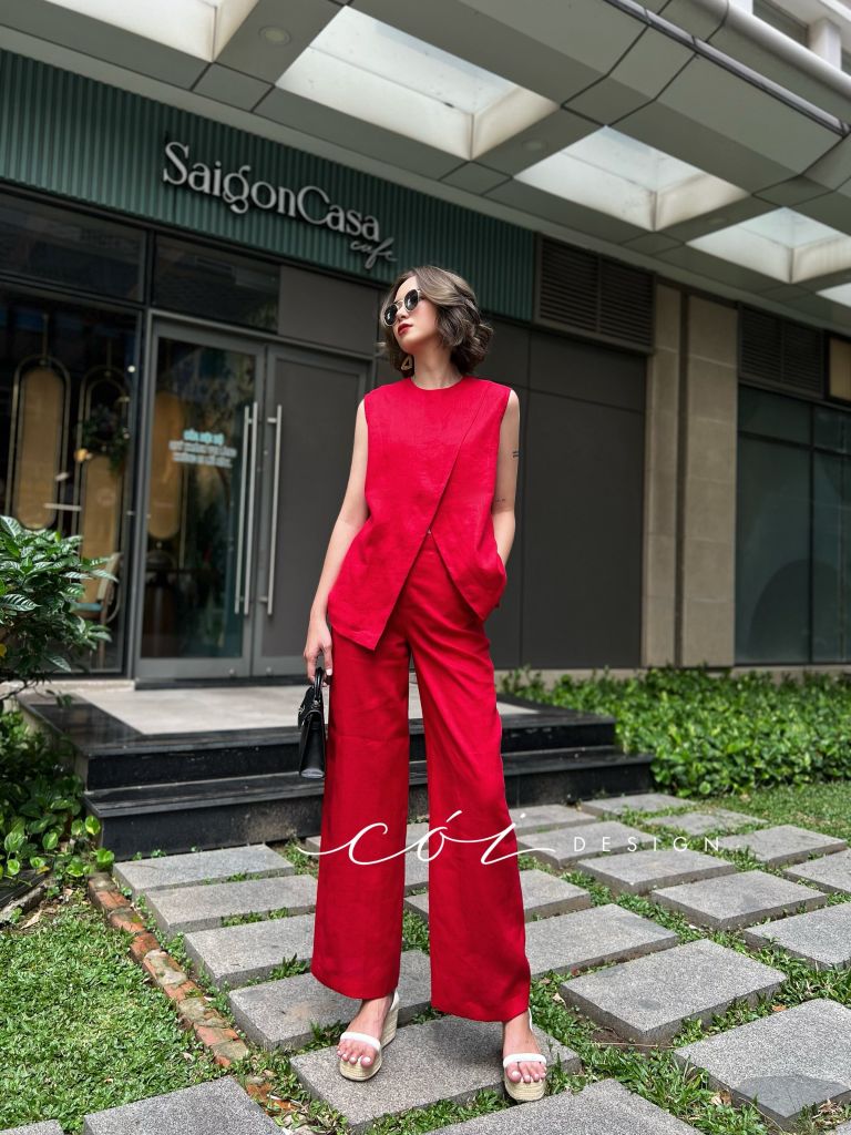 Áo sát nách đắp chéo Linen tưng premium Cói Design