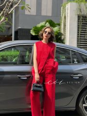 Áo sát nách đắp chéo Linen tưng premium Cói Design