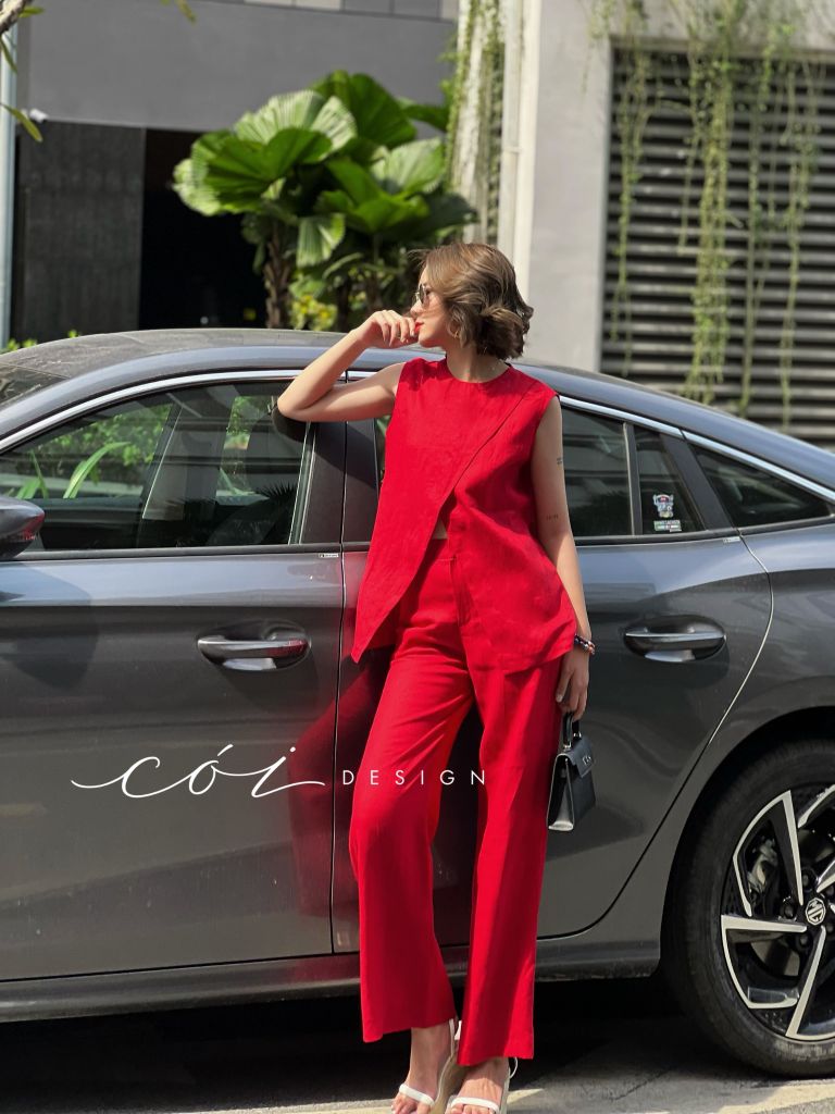 Áo sát nách đắp chéo Linen tưng premium Cói Design