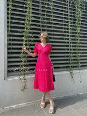 Đầm cổ tim nút bọc Linen tưng premium Cói Design