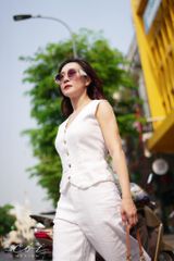 Áo gile phối dây linen tưng premium Cói Design