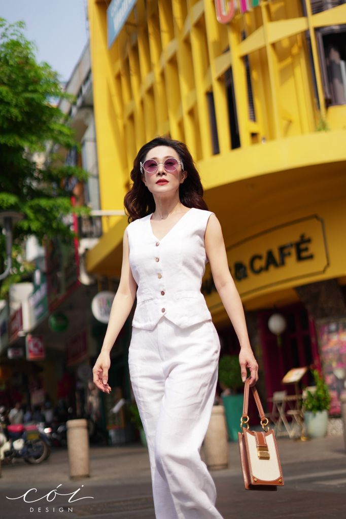 Áo gile phối dây linen tưng premium Cói Design