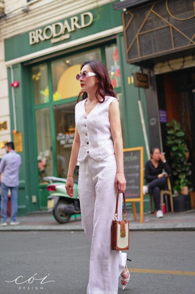 Áo gile phối dây linen tưng premium Cói Design