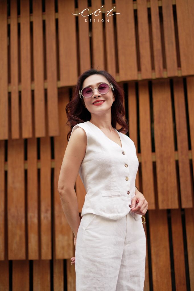 Áo gile phối dây linen tưng premium Cói Design