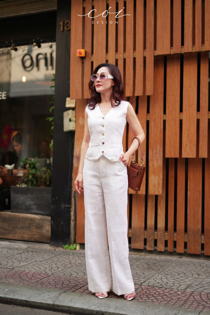 Áo gile phối dây linen tưng premium Cói Design