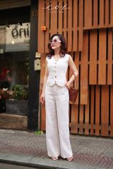 Áo gile phối dây linen tưng premium Cói Design