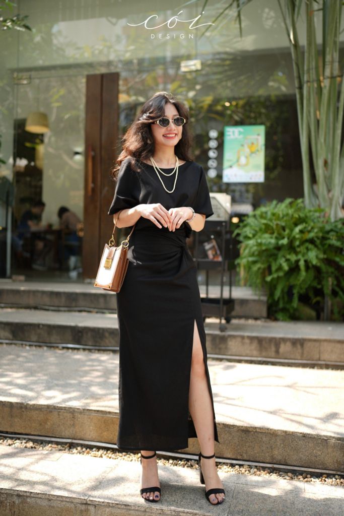 Chân váy xoắn eo Linen Cói Design