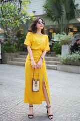Chân váy xoắn eo Linen Cói Design