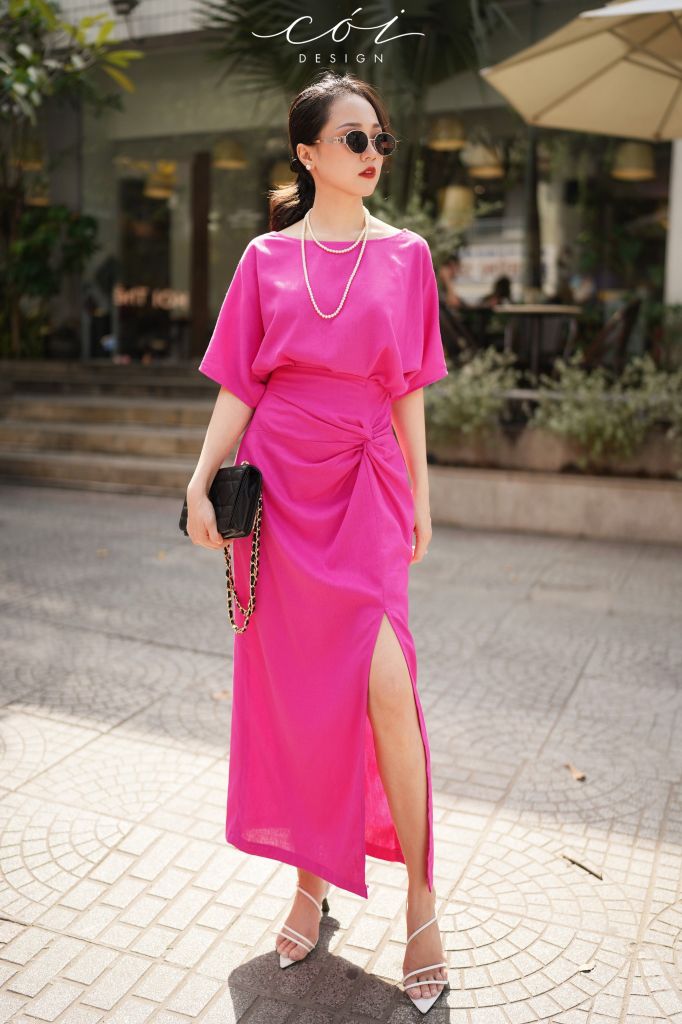 Chân váy xoắn eo linen Cói Design