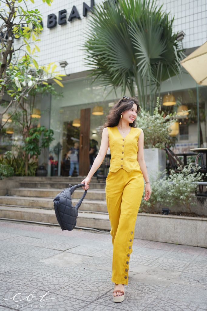 Áo gile phối dây linen tưng premium Cói Design