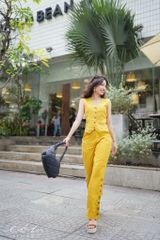 Áo gile phối dây linen tưng premium Cói Design