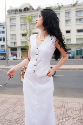 Set gile chân váy Linen tưng premium Cói Design