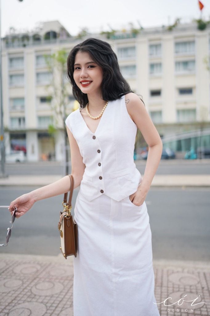 Set gile chân váy linen Cói Design