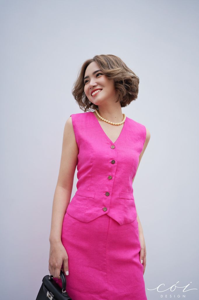 Áo gile phối dây linen tưng premium Cói Design