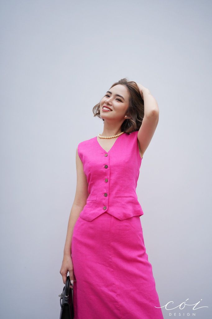 Chân váy gile linen tưng premium Cói Design