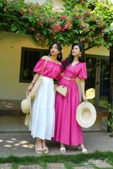 Áo xếp nhún bẹt vai Linen tưng premium Cói Design