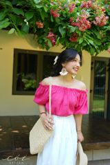 Áo xếp nhún bẹt vai Linen tưng premium Cói Design