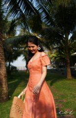 Đầm nút bọc bẹt vai Linen tưng premium Cói Design