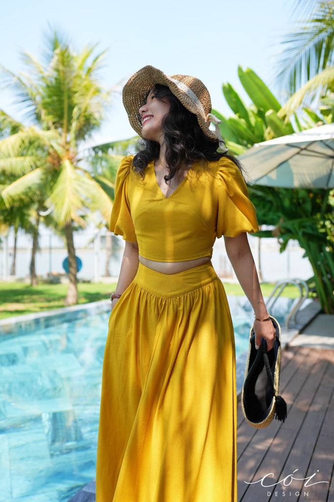 Set chân váy tay phồng Linen hàn Cói Design