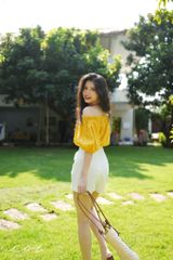 Áo xếp nhún bẹt vai Linen tưng premium Cói Design