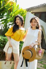 Áo xếp nhún bẹt vai Linen tưng premium Cói Design