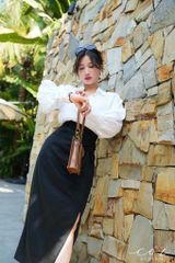 Chân váy xoắn eo Linen Cói Design