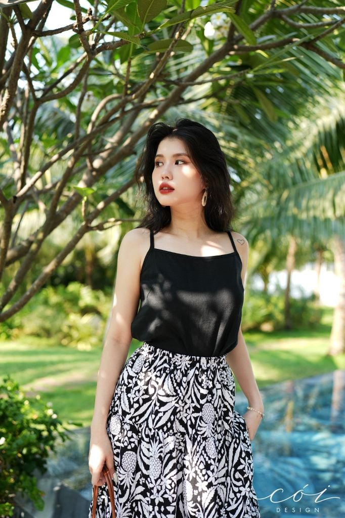 Áo 2 dây cổ tròn linen hàn Cói Design