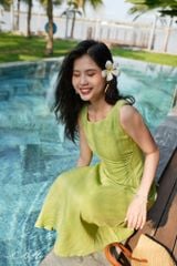 Đầm linen rút túi sát nách Cói Design