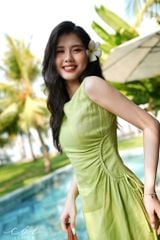 Đầm linen rút túi sát nách Cói Design